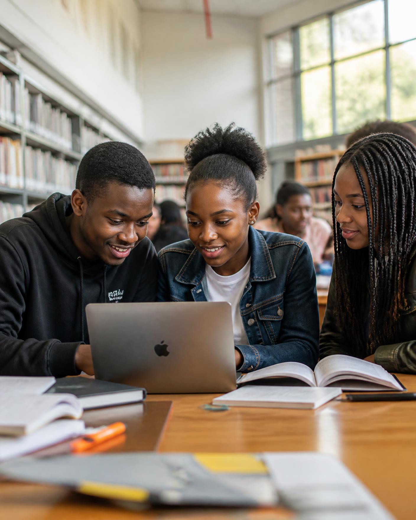 Westbawn Academy students studying together in the library